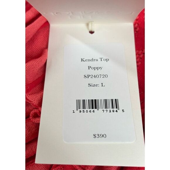 ULLA JOHNSON Kendra Asymmetric Ruffled Top In Poppy New With Tags Size Large - Picture 6 of 7